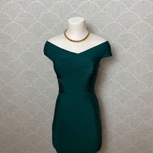 Fashion Nova Dress | Hunter Green Dress | Bandage Dress